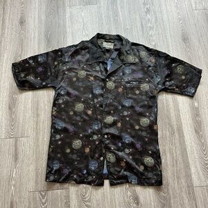 Dragonfly Black Planetary Print Shirt Size L